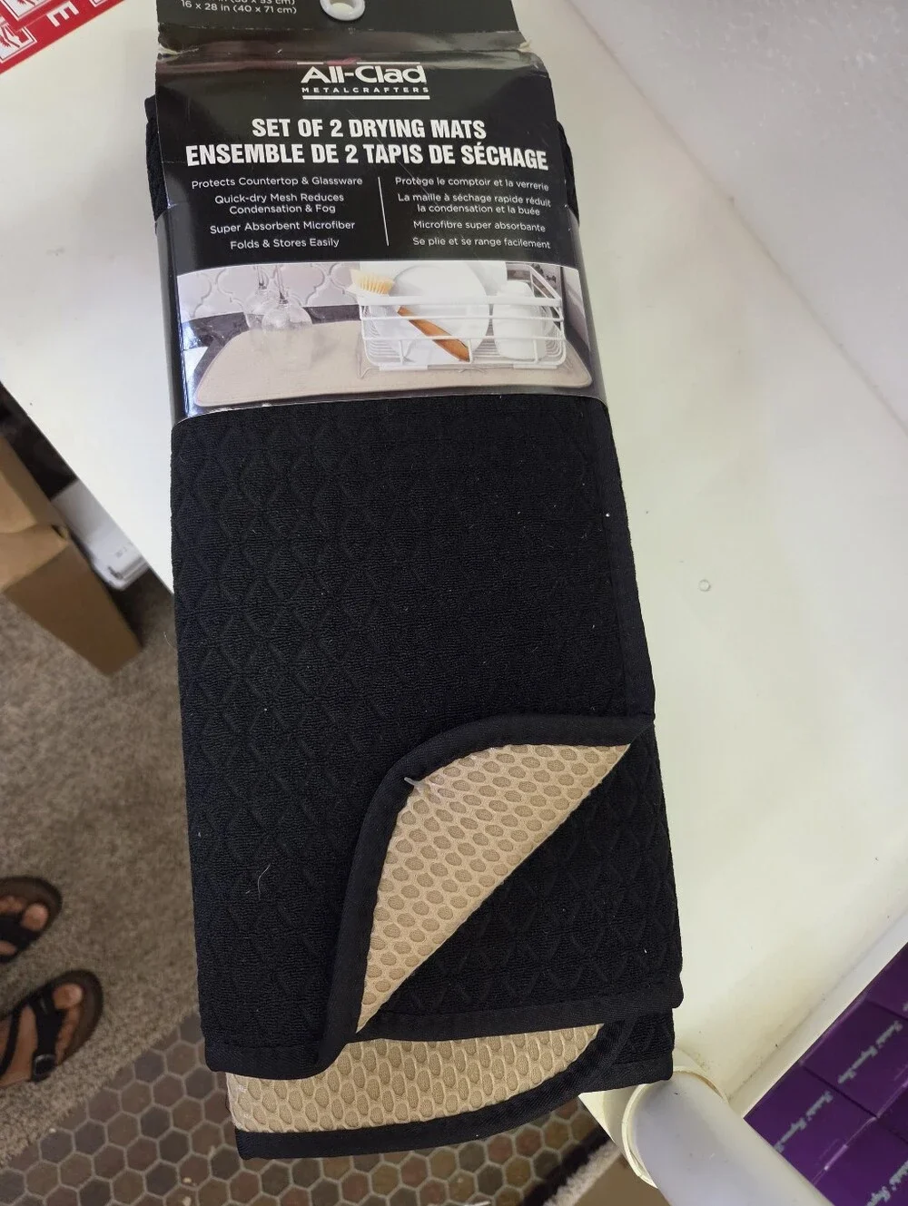 All-Clad Black Set of 2 Drying Mats - Super Absorbent Microfiber